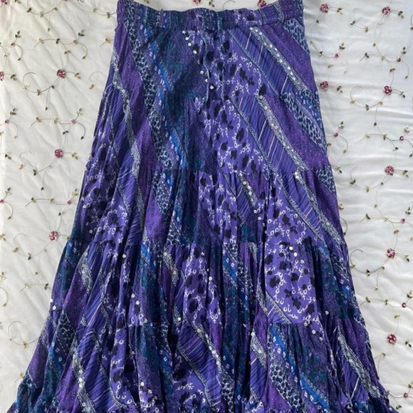 vintage purple tiered maxi skirt - Picture 1 of 1